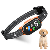NATGOVOD upgraded bark collar on a dog's neck showing adjustable, comfortable fit