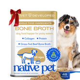 Native Pet bone broth dog jar — savory topper to entice picky eaters.