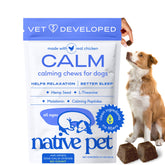 Native Pet Calming Chews bottle-front signaling calm moments for dogs