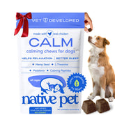 Native Pet Calming Chews packaging shown as a grain-free calm option.