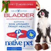 Native Pet Dog UTI Treatment packaging shows cranberry chews for daily bladder support.