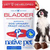 Native Pet UTI treatment cranberry chews packaging showing urinary health support