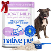 Native Pet Goat Milk Dog Powder 60 Scoops boosts energy and recovery for active pups