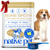 Native Pet turkey bone broth powder pour for easy serving and picky eaters