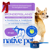 Native Pet WonderGland bottle displaying fiber-rich formula for digestion support.