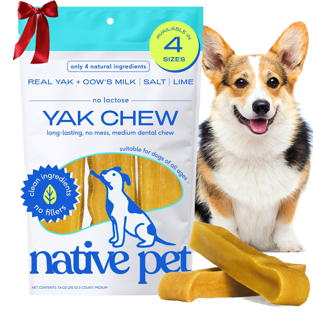 Native Pet yak cheese Himalayan dog chews pack closeup for long-lasting dental enrichment.