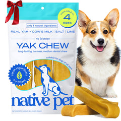 Native Pet yak cheese Himalayan dog chews pack closeup for long-lasting dental enrichment.