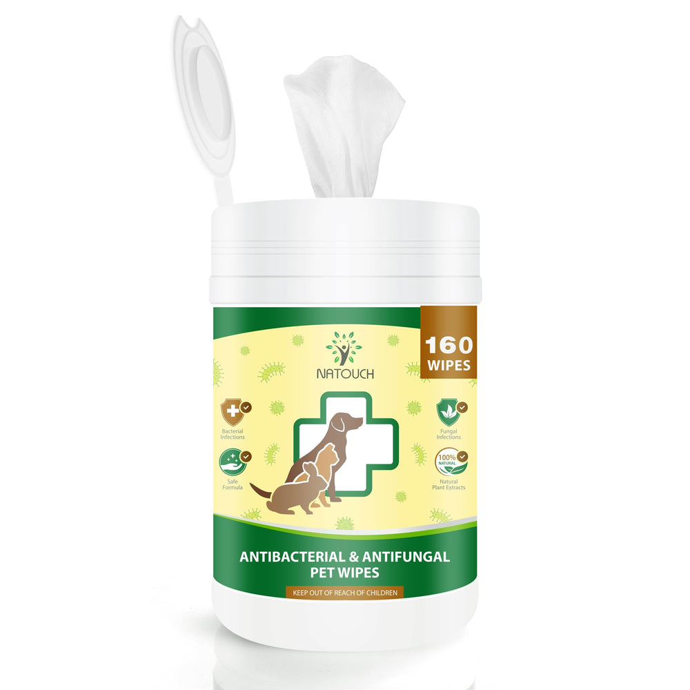 Natouch antifungal wipes packaging shown for pet skin care and routine cleaning