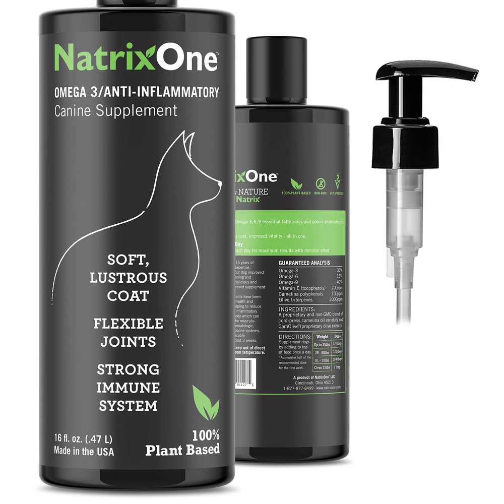 NatrixOne camelina oil for dogs bottle — easy daily dosing