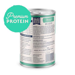 Natural Balance grain-free wet dog food close-up highlighting premium protein and fiber-rich sweet potato.