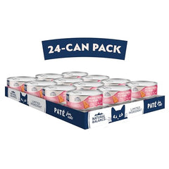 Natural Balance salmon-pea wet cat food can opening highlights convenient, protein-forward nutrition.