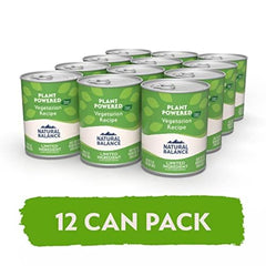 Natural Balance vegetarian dog food can open showing plant-based ingredients