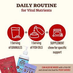 Natural Dog Company Antioxidant Berry Granules on dry kibble with berry blend