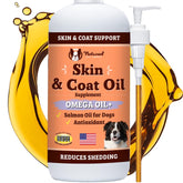 Natural Dog Company Skin & Coat Oil bottle pump for easy dosing during meals