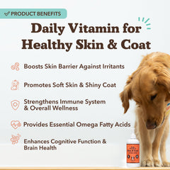 Ingredients chart for Natural Dog Company Skin & Coat Oil showing omega fats