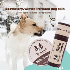 Natural Dog Company Skin Soother balm on dog spot shows moisturized relief.