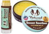 Natural Dog Company Snout Soother tin closeup with creamy balm for dry noses.
