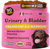Natural Dog Company urinary-health soft chews in bottle support everyday bladder comfort.