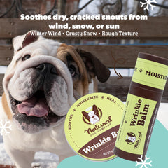 Natural Dog Company wrinkle balm application on folds close-up for moisture.
