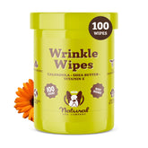 Natural Dog Company Wrinkle Wipes, paquete-100-unidades, fácil de usar para cuidado diario del perro