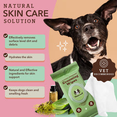 Natural Dog Company XL grooming wipes focus on snout for sensitive noses with soothing cleanse.