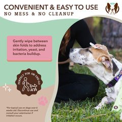 Natural Dog Company XL grooming wipes target facial wrinkles for dirt and dander removal.