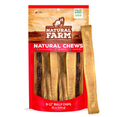 Natural Farm Bully Chips packaging highlights grain-free beef cheek chews for durable, long-lasting rewards.
