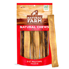 Natural Farm Bully Chips packaging shows 8 oz bag for dogs, ideal for rewards