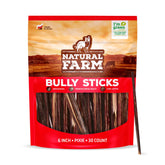 Natural Farm bully sticks 6-inch pack front, durable chew for training rewards
