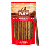 Natural Farm Chicken Stuffed Collagen Chews close-up pack shows texture and size.