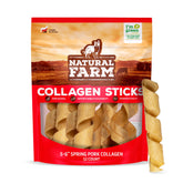 Natural Farm Curly Pork Collagen Sticks pack shows natural chew for longer dog enjoyment