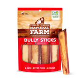 Natural Farm jumbo bully sticks 6in 4pack ready for extended chew sessions.