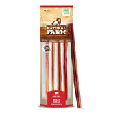 Natural Farm odor-free bully sticks 12-inch pack; ideal for heavy chewers during training.