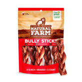 Natural Farm odor-free braided bully sticks 4-5 inch image showing durable dental chew for dogs