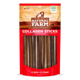 Natural Farm odor-free collagen chews pack closeup for long-lasting, rawhide-free dog treats.