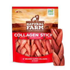 Natural Farm Odor-Free Super Braided Collagen Dog Chews braid-detail highlights premium texture.