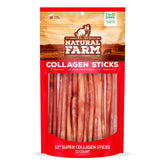 Natural Farm odor-free Super Collagen dog chew in 12-inch pack for long-lasting chew time