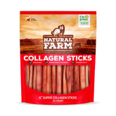 Natural Farm Odor-Free Super Collagen Dog Chews pack, 6-inch sticks for extended chew time.