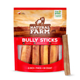 Natural Farm Odor-Free Thick Bully Sticks 6-inch pack for medium chewers