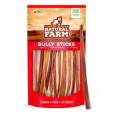 Natural Farm Odor-Free Thin Bully Sticks pack shot for large dogs.