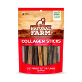 Natural Farm Peanut Butter Collagen Stick hero shows a long-lasting chew for dogs.