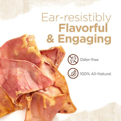 Natural Farm Pig Ears slow-oven-baked process preserves nutrients during chew time.