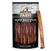Natural Farm Power Bully Sticks pack front, a long-lasting dog chew option.
