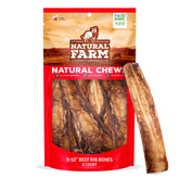 Natural Farm Rib Bones 9-10 inch pack display; long-lasting chew for medium to large dogs