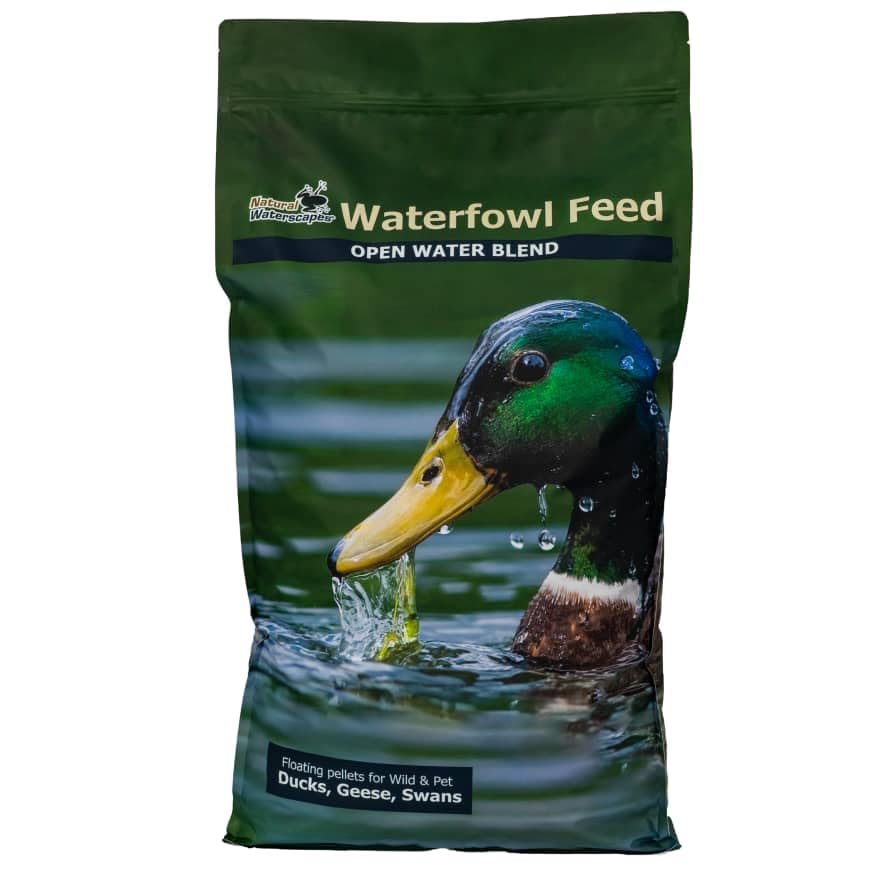 Natural Waterscapes Waterfowl Feed 20 lb bag packaging ideal for convenient park feeding.