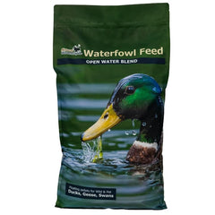 Natural Waterscapes Waterfowl Feed 20 lb bag packaging ideal for convenient park feeding.