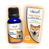 Naturasil dog warts remover bottle closeup highlights the natural formula for home treatment.
