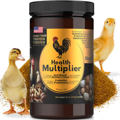 Nature INTENDED Brewer's Yeast Probiotics jar front highlights flock health support through vitamins.