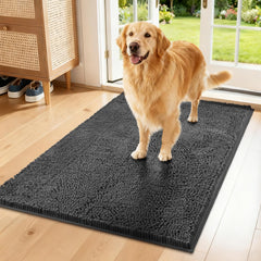 Naturei chenille front door mat soft surface for cozy feet and pets.