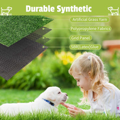 Naturei Grass Pad shows underside drainage holes for quick drying and odor reduction.